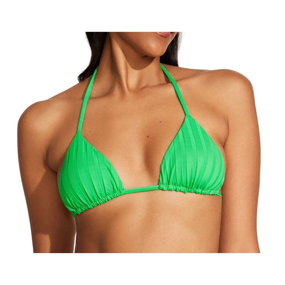 Vitamin A Green Ribbed Gia Triangle Bikini top Size Small